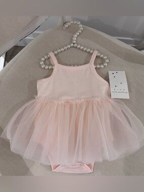 🩰 0~3 Mth Pretty Ballet Pink Multilayer Tulle Baby Dress Bodysuit NWT